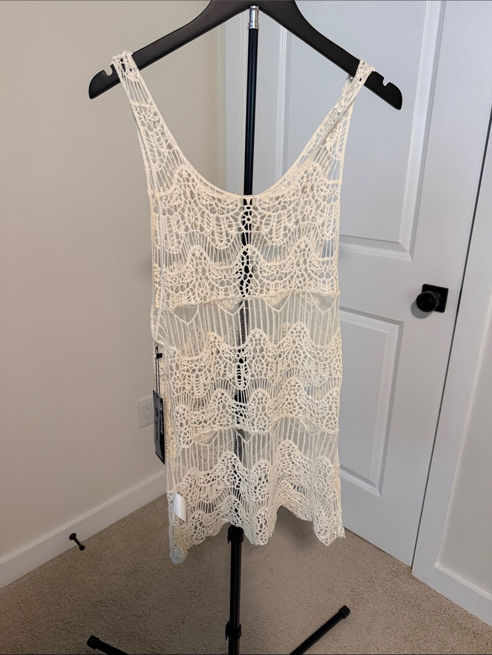 NWT Women’s Crochet Swim Cover-Up Dress in Cream